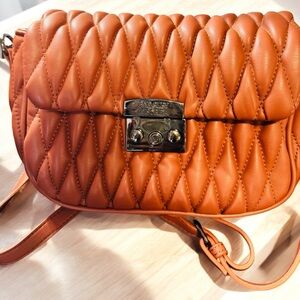 Badgley Mischka Tan Quilted Crossbody Bag